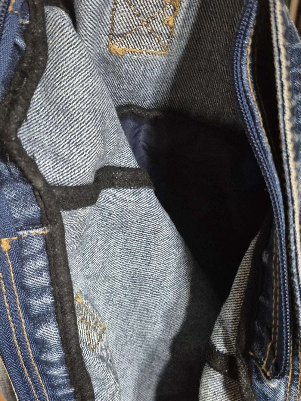 Denim Hobo Crossbody Bag With Leather Trim